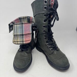 Dr. Martens Women's Triumph 12 Eye Lace Up Dark Green Calf High Boots Size 7